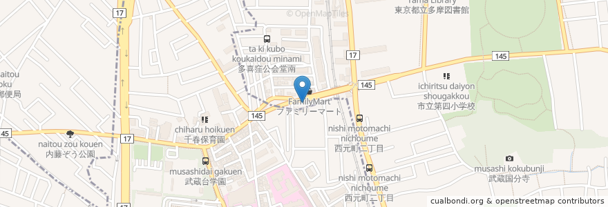 Mapa de ubicacion de タイムズ en Japon, Tokyo, 国分寺市, 府中市.