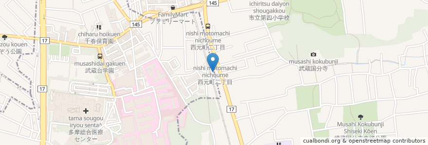 Mapa de ubicacion de 松屋 国分寺西元町店 en Japan, 東京都, 国分寺市, 府中市.