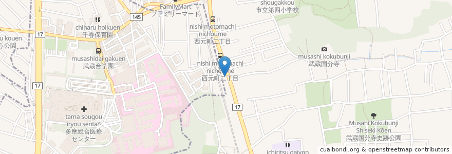 Mapa de ubicacion de 満北亭 en Giappone, Tokyo, 国分寺市, 府中市.