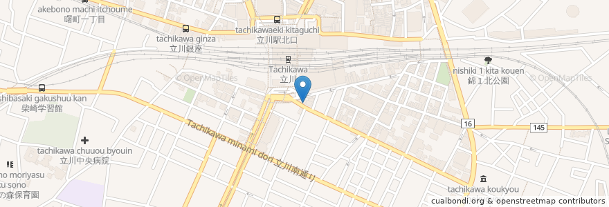 Mapa de ubicacion de Sガスト en Japonya, 東京都, 立川市.