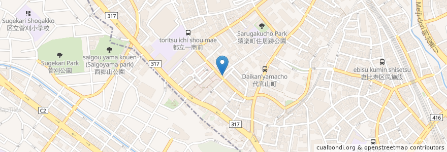 Mapa de ubicacion de シェリュイ en Japon, Tokyo, 目黒区.