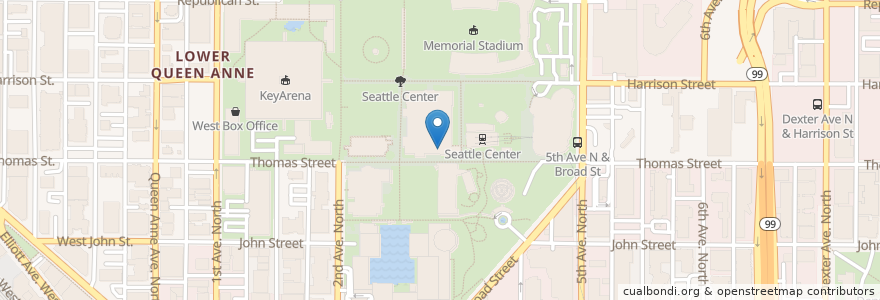 Mapa de ubicacion de MOD Pizza en Соединённые Штаты Америки, Вашингтон, King County, Seattle.