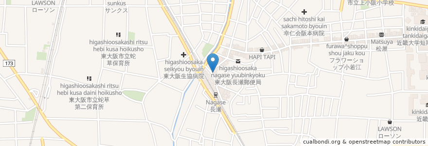 Mapa de ubicacion de 石田眼科 en 日本, 大阪府, 東大阪市.
