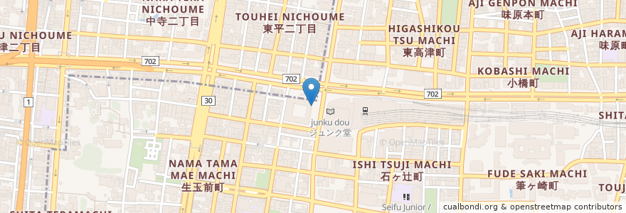Mapa de ubicacion de フレッシュネスバーガー en Japan, Präfektur Osaka, 大阪市, 天王寺区.