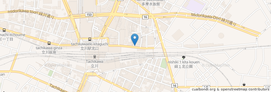 Mapa de ubicacion de 餃子のニューヨーク en Jepun, 東京都, 立川市.