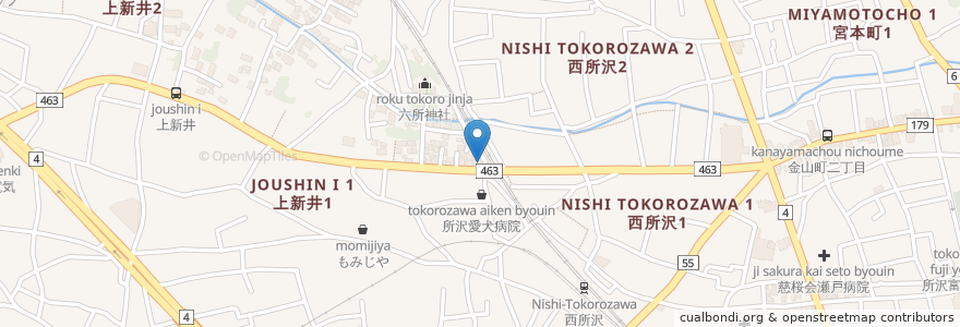 Mapa de ubicacion de PaPaの店 en Japonya, 埼玉県, 所沢市.