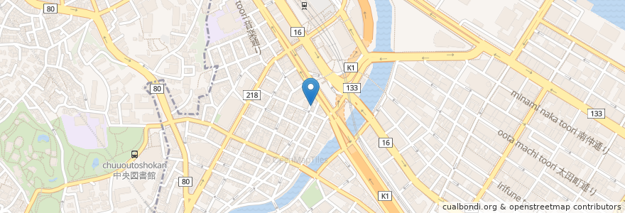 Mapa de ubicacion de 鳥八百八 en اليابان, كاناغاوا, 横浜市, 中区.