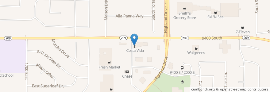 Mapa de ubicacion de Costa Vida en Amerika Birleşik Devletleri, Utah, Salt Lake County, Sandy.