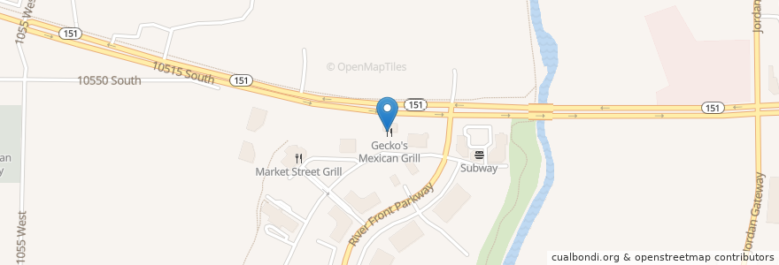 Mapa de ubicacion de Gecko's Mexican Grill en 美利坚合众国/美利堅合眾國, 犹他州 / 猶他州, Salt Lake County, South Jordan.