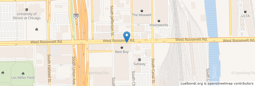 Mapa de ubicacion de Clinton St & Roosevelt Rd en 미국, 일리노이, 시카고.