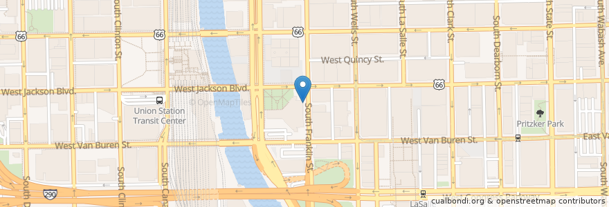 Mapa de ubicacion de Franklin St & Jackson Blvd en Stati Uniti D'America, Illinois, Chicago.