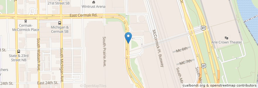 Mapa de ubicacion de McCormick Place en United States, Illinois, Chicago.