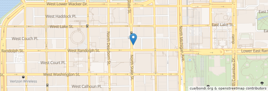 Mapa de ubicacion de State St & Randolph St en 미국, 일리노이, 시카고.