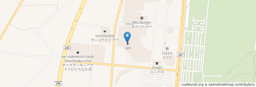 Mapa de ubicacion de ape en 일본, 이바라키현, ひたちなか市.