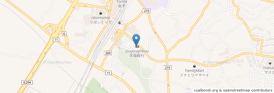 Mapa de ubicacion de 常陽銀行 en Japon, Préfecture D'Ibaraki, 取手市.