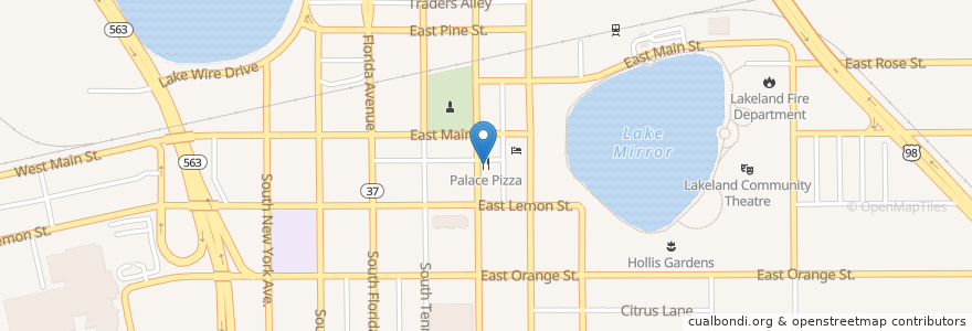 Mapa de ubicacion de Palace Pizza en 미국, 플로리다주, Polk County, Lakeland.