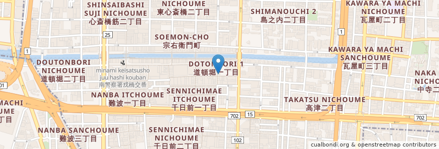 Mapa de ubicacion de 道頓堀つぼみ en اليابان, أوساكا, أوساكا, 中央区.