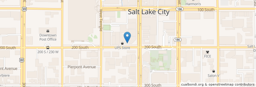Mapa de ubicacion de Siegfried's Delicatessen en 美利坚合众国/美利堅合眾國, 犹他州 / 猶他州, Salt Lake County, Salt Lake City.
