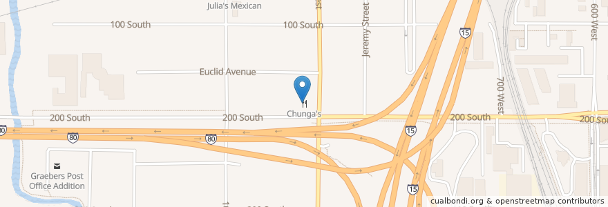 Mapa de ubicacion de Chunga's en الولايات المتّحدة الأمريكيّة, يوتا, Salt Lake County, Salt Lake City.
