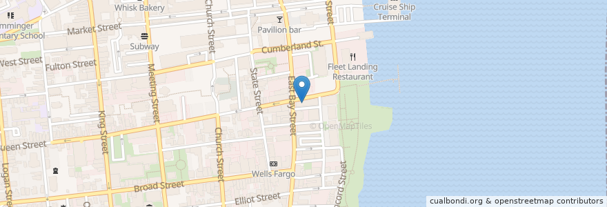 Mapa de ubicacion de Rooftop Bar en アメリカ合衆国, サウスカロライナ州, Charleston County, Charleston.
