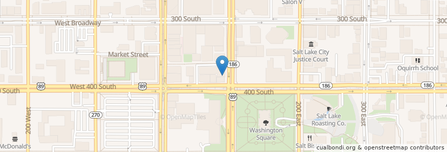 Mapa de ubicacion de Jackalope Lounge en Amerika Syarikat, Utah, Salt Lake County, Salt Lake City.