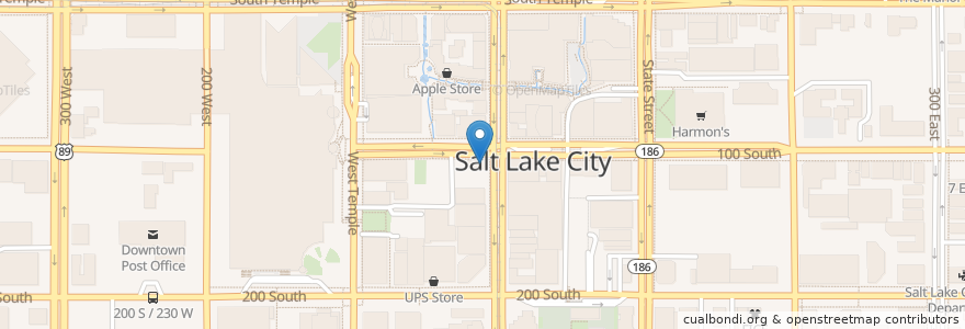 Mapa de ubicacion de Zions Bank en Vereinigte Staaten Von Amerika, Utah, Salt Lake County, Salt Lake City.