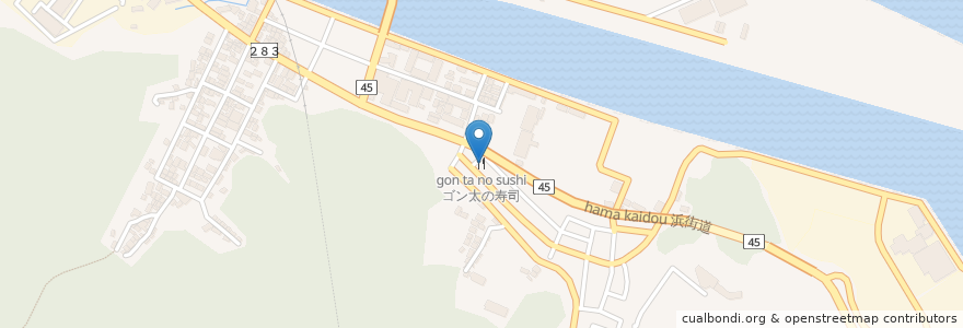 Mapa de ubicacion de ゴン太の寿司 en 日本, 岩手県, 釜石市.