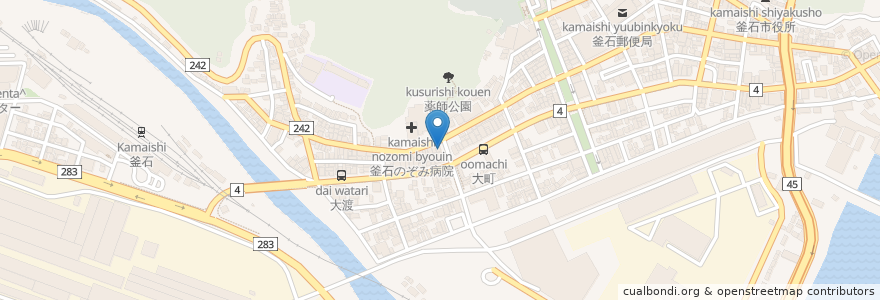 Mapa de ubicacion de はまゆり調剤薬局 en Japon, Préfecture D'Iwate, 釜石市.