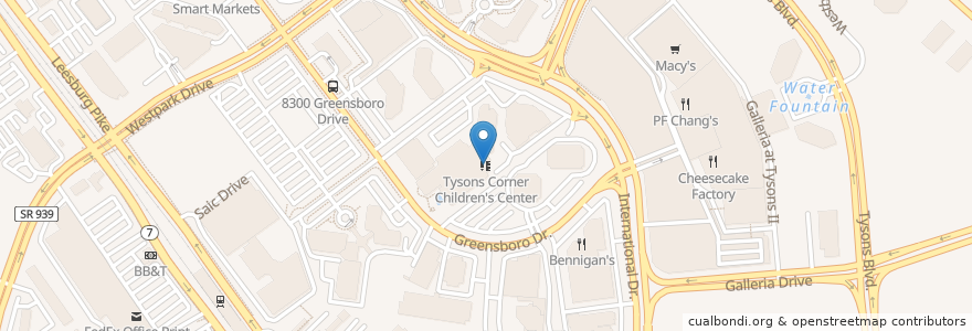 Mapa de ubicacion de Tysons Corner Children's Center en Stati Uniti D'America, Virginia, Fairfax County.