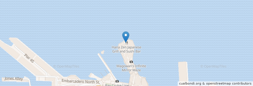 Mapa de ubicacion de Hana Zen Japanese Grill and Sushi Bar en États-Unis D'Amérique, Californie, San Francisco, San Francisco.