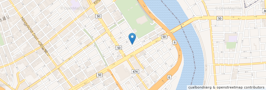Mapa de ubicacion de プルニワ en 일본, 도쿄도, 中央区.