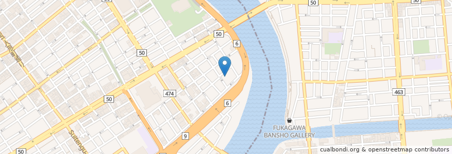 Mapa de ubicacion de 浜町区民館 en 日本, 東京都, 江東区.