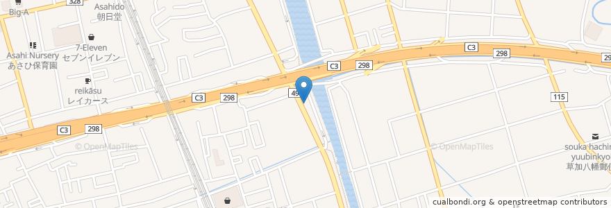 Mapa de ubicacion de 昭和シェル en 日本, 埼玉县, 草加市.