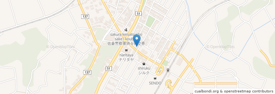 Mapa de ubicacion de 千葉信用金庫 en اليابان, 千葉県, 印旛郡, 酒々井町.