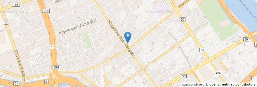 Mapa de ubicacion de 月の宴 人形町駅前店 en Jepun, 東京都, 中央区.