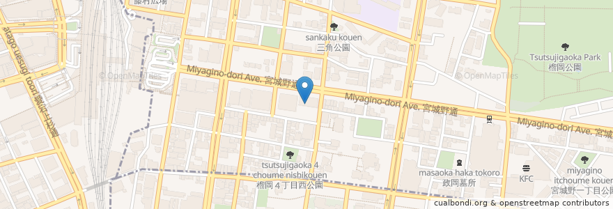 Mapa de ubicacion de 榴岡在宅介護支援センター en 日本, 宮城県, 仙台市, 青葉区, 宮城野区.