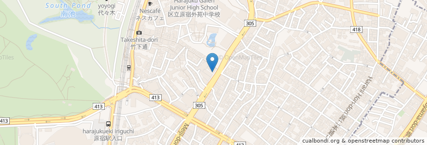 Mapa de ubicacion de スターバックス en Japonya, 東京都, 渋谷区.
