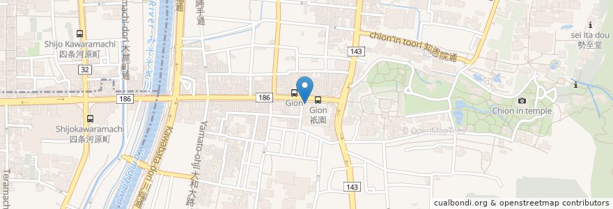 Mapa de ubicacion de スターバックス en 일본, 교토부, 京都市, 東山区.