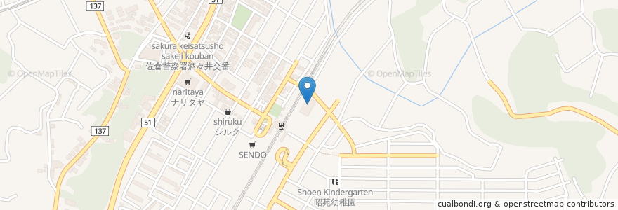 Mapa de ubicacion de くすりの福太郎 en Japan, Präfektur Chiba, 印旛郡, 酒々井町.