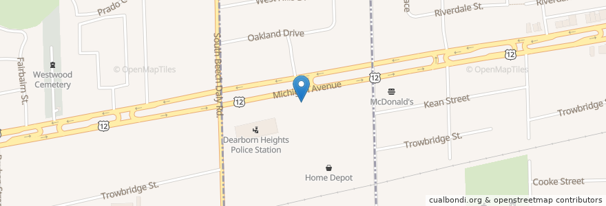 Mapa de ubicacion de Circle K en Amerika Syarikat, Michigan, Wayne County, Dearborn Heights.