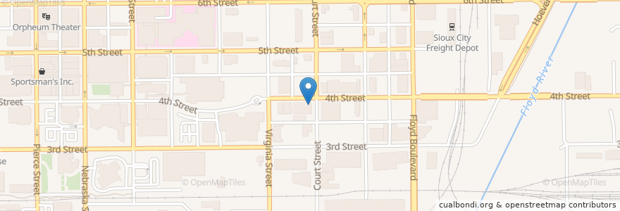 Mapa de ubicacion de SoHo Kitchen & Bar en 미국, 아이오와, Woodbury County, Sioux City.