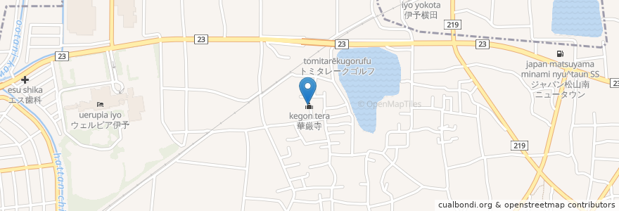 Mapa de ubicacion de 華厳寺 en اليابان, 愛媛県, 伊予市.