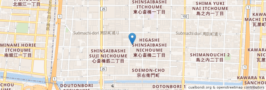 Mapa de ubicacion de たこ丸 en Japan, Osaka Prefecture, Osaka, Chuo.