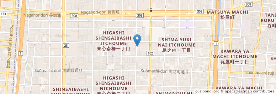 Mapa de ubicacion de かむろ en Япония, Осака, 大阪市, 中央区.
