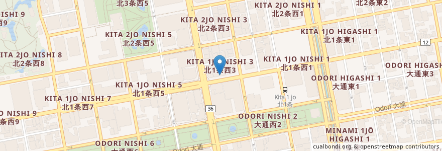 Mapa de ubicacion de 美濃家 en ژاپن, 北海道, 石狩振興局, 札幌市, 中央区.
