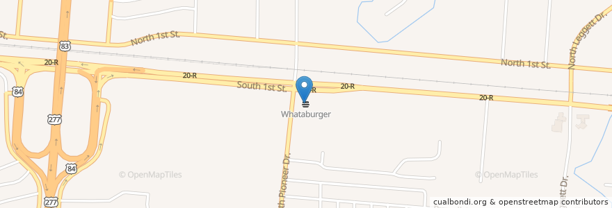 Mapa de ubicacion de Whataburger en ایالات متحده آمریکا, تگزاس, Abilene, Taylor County.
