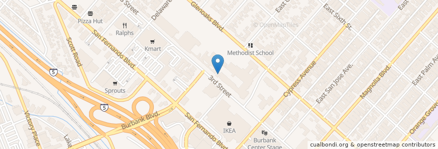 Mapa de ubicacion de Burbank High School en Verenigde Staten, Californië, Los Angeles County, Burbank.