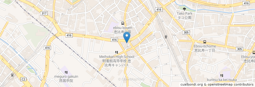 Mapa de ubicacion de 三田製麺所 en 日本, 東京都, 目黒区.