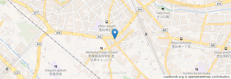 Mapa de ubicacion de 富士そば en Japonya, 東京都, 目黒区.