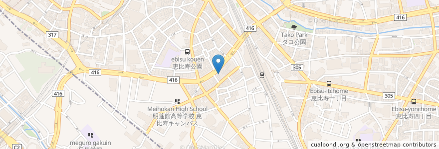 Mapa de ubicacion de 天下一品 en Japon, Tokyo, 目黒区.